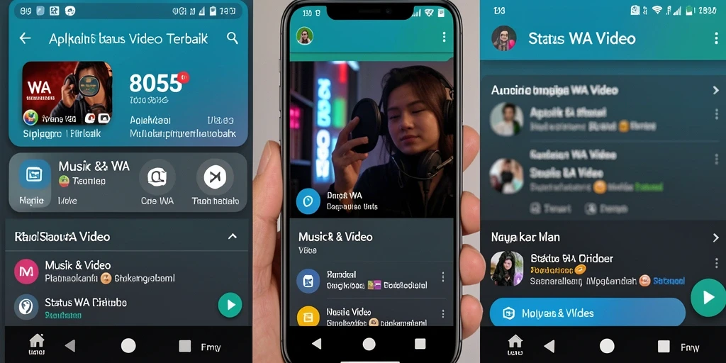 Tampilan utama 8055 dengan berbagai pilihan video status.