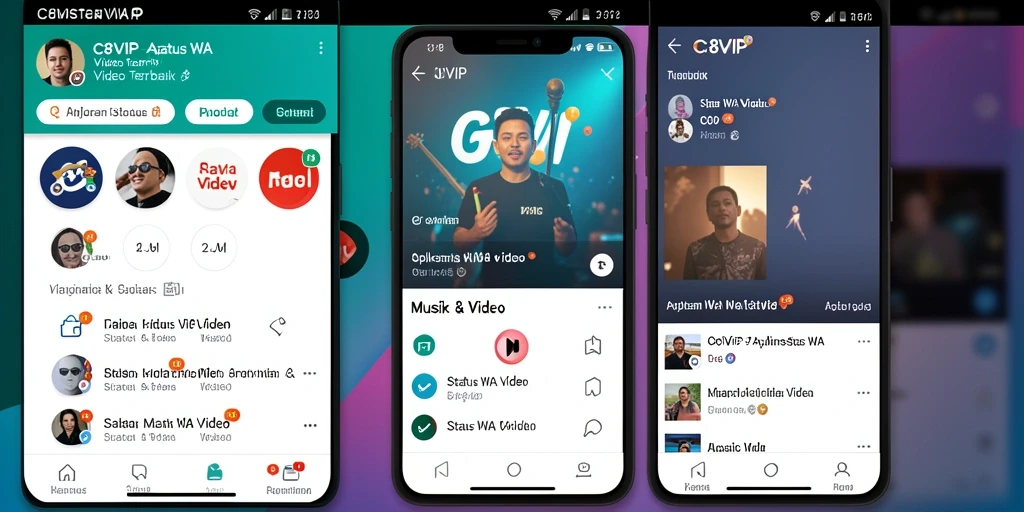 Antarmuka aplikasi C8VIP untuk mengelola Status WA Video.