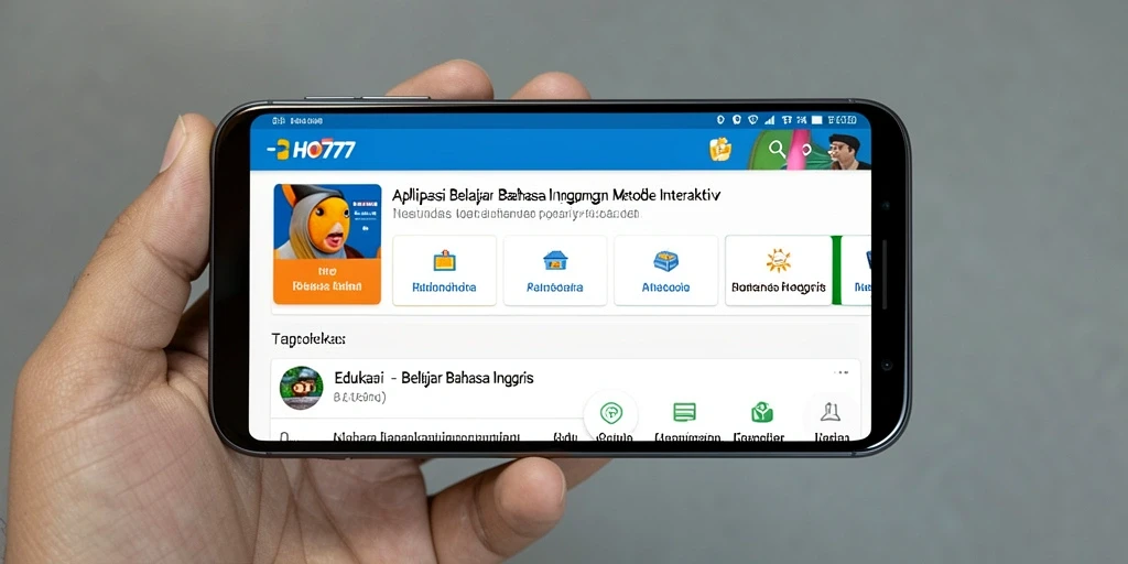 Tampilan antarmuka aplikasi HO777 untuk belajar Bahasa Inggris.