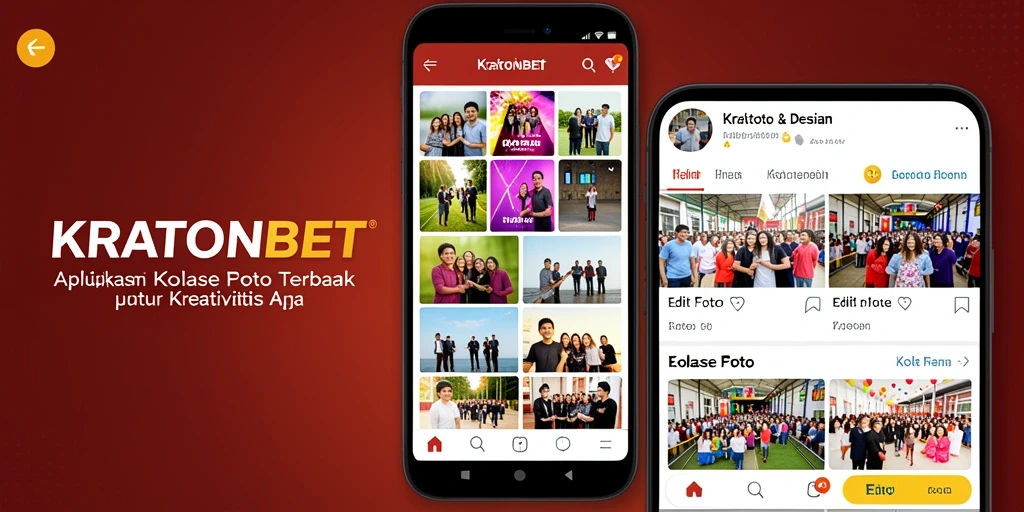 Tampilan antarmuka menarik dari aplikasi KRATONBET untuk kolase foto.