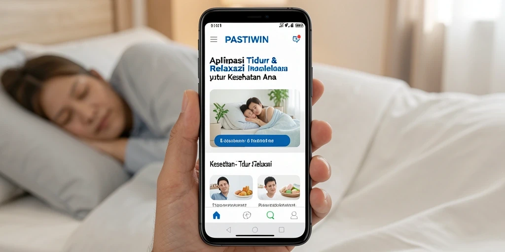 Antarmuka aplikasi PASTIWIN menampilkan berbagai fitur Tidur & Relaksasi.