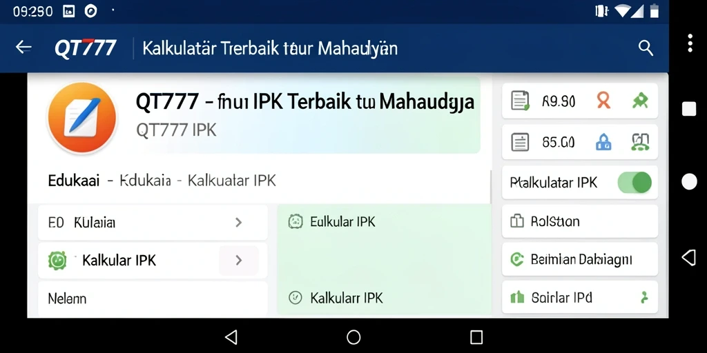 Tampilan aplikasi QT777 dengan fitur Kalkulator IPK yang user-friendly.